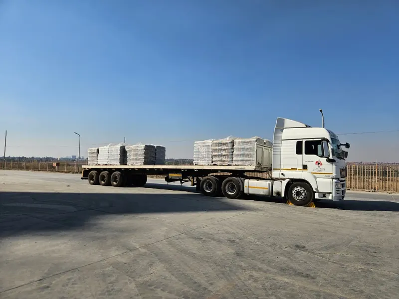 SteelBand Projects flatdeck trailer loaded with palletised goods